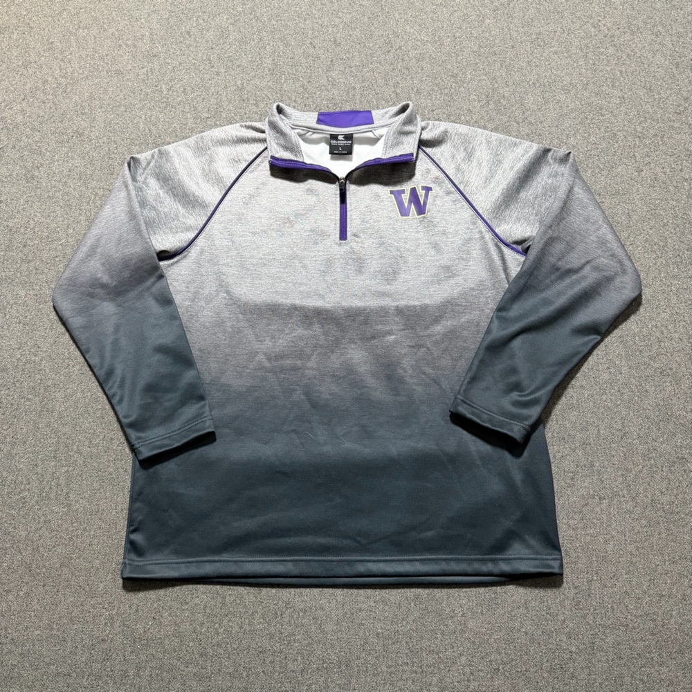 Colosseum University Of Washington Quarter Zip Long Sleeve Ombré Fade Mens Large